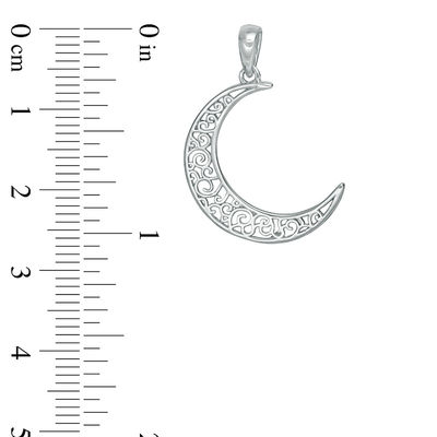 Filigree Crescent Moon Necklace Charm in Sterling Silver