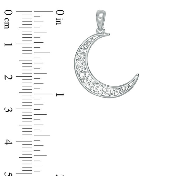 Filigree Crescent Moon Necklace Charm in Sterling Silver