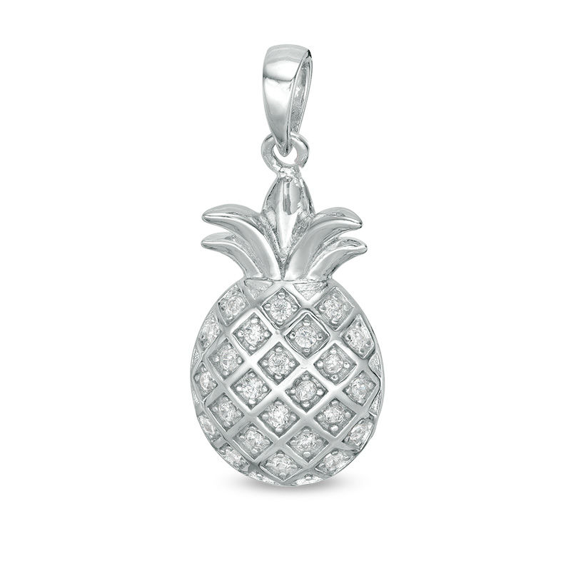 Main Image 1 of Cubic Zirconia Pineapple Necklace Charm in Sterling Silver