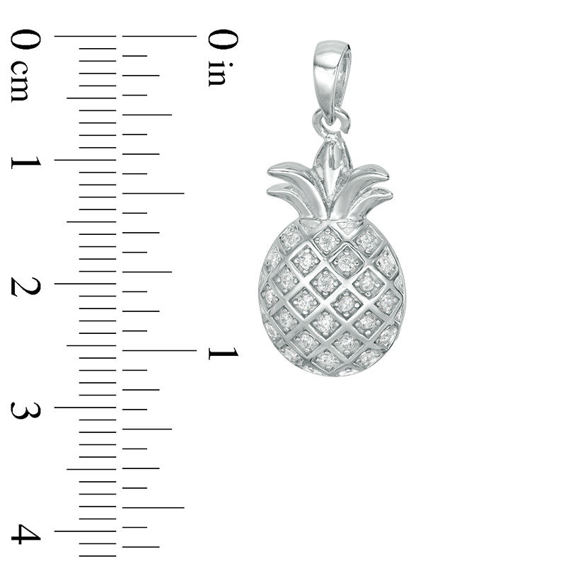 Main Image 2 of Cubic Zirconia Pineapple Necklace Charm in Sterling Silver