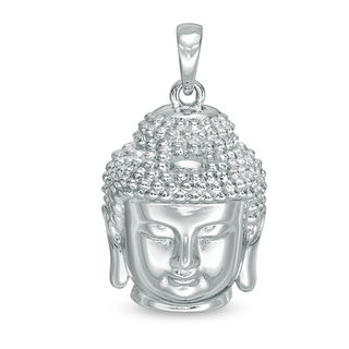Multi-Finish Buddha Head Necklace Charm in Sterling Silver