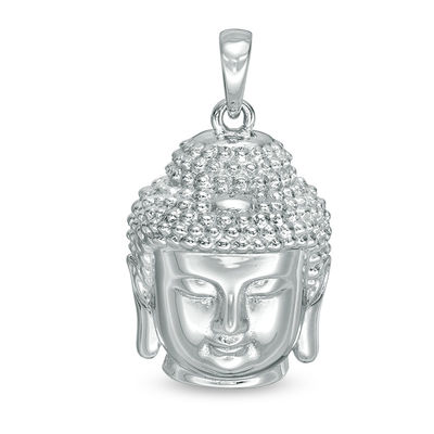 Multi-Finish Buddha Head Necklace Charm in Sterling Silver