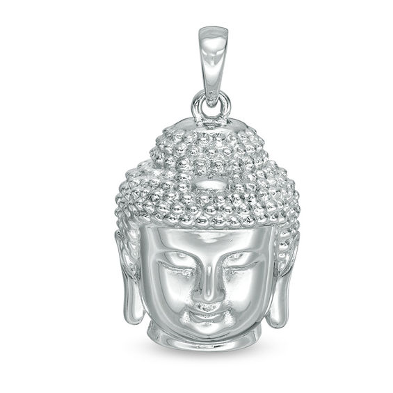 Multi-Finish Buddha Head Necklace Charm in Sterling Silver