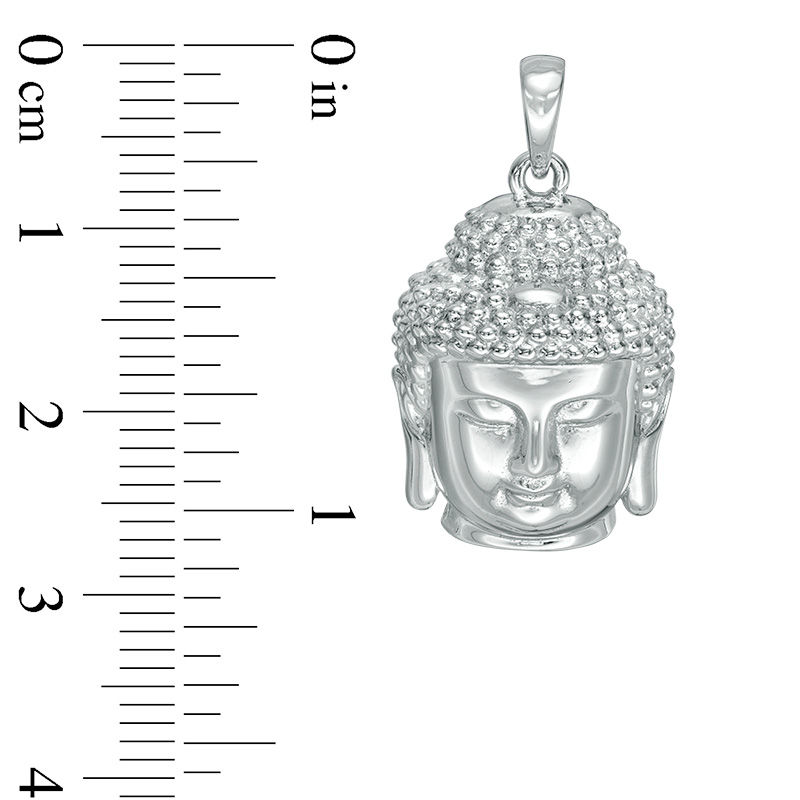 Main Image 2 of Multi-Finish Buddha Head Necklace Charm in Sterling Silver