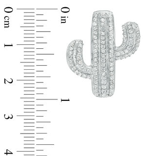 Cubic Zirconia Cactus Necklace Charm in Sterling Silver