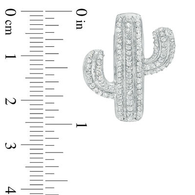 Cubic Zirconia Cactus Necklace Charm in Sterling Silver