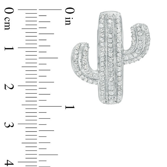 Cubic Zirconia Cactus Necklace Charm in Sterling Silver