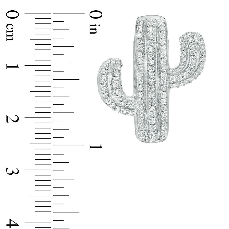 Main Image 2 of Cubic Zirconia Cactus Necklace Charm in Sterling Silver