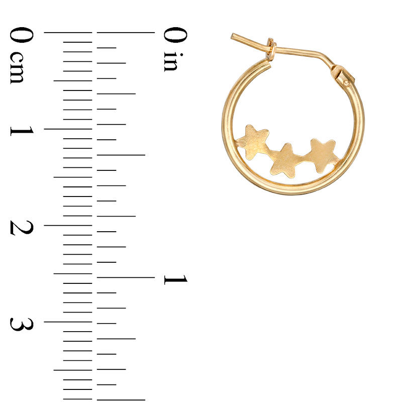 Main Image 2 of Child's 14mm Triple Star Hoop Earrings in 10K Gold