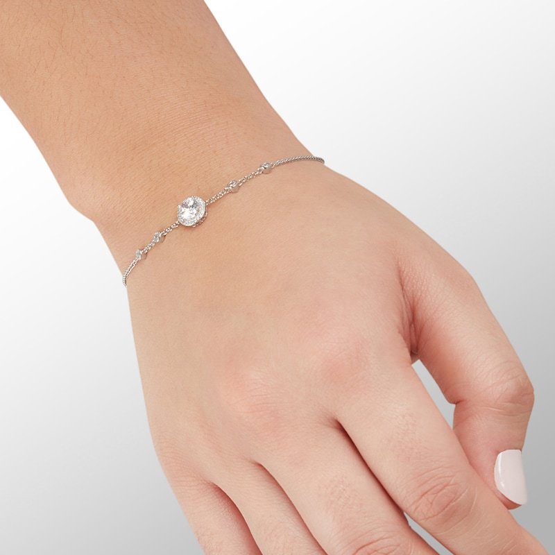 Main Image 3 of 6mm Cubic Zirconia Frame Station Bolo Bracelet in Sterling Silver - 9"