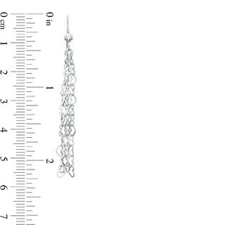 Heart Chain Tassel Drop Earrings in Sterling Silver