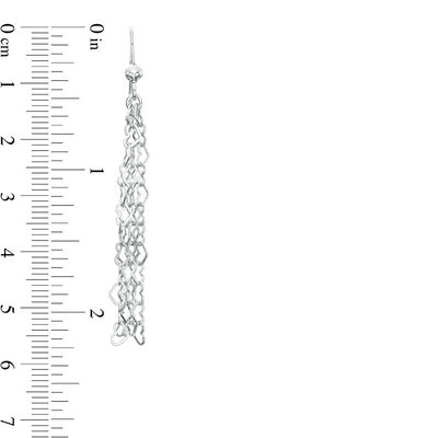 Heart Chain Tassel Drop Earrings in Sterling Silver