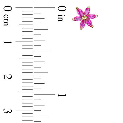 Child's Marquise Red Cubic Zirconia Flower Stud Earrings in 10K Gold