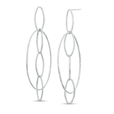 Diamond-Cut Interlocking Circles Drop Earrings in Sterling Silver