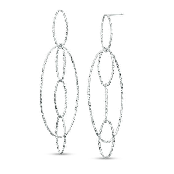 Diamond-Cut Interlocking Circles Drop Earrings in Sterling Silver