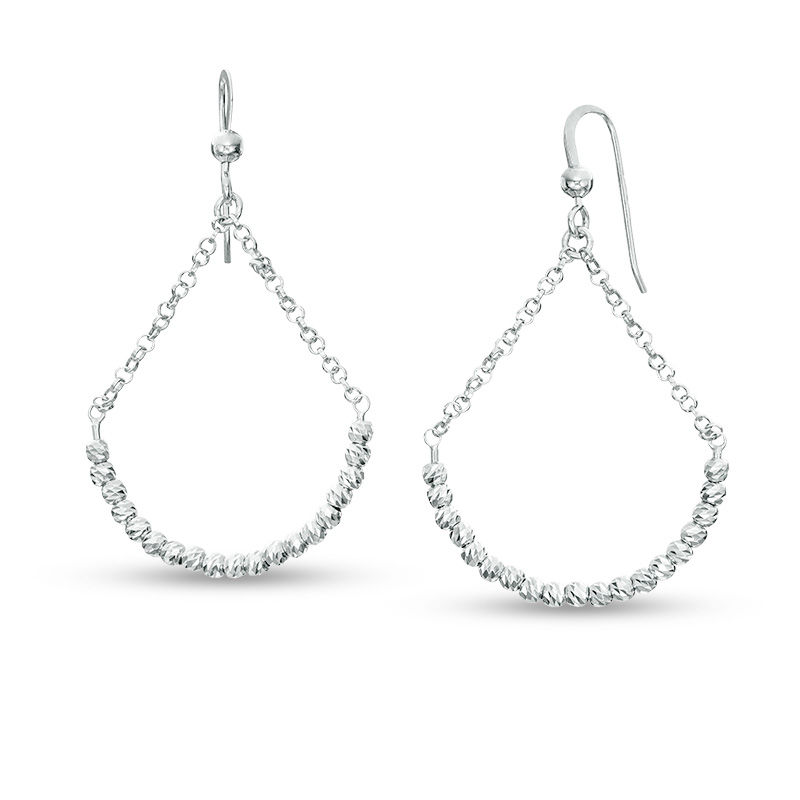 Main Image 1 of Diamond-Cut Beaded Pendulum Drop Earrings in Sterling Silver