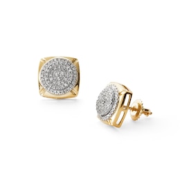 1/5 CT. T.W. Composite Diamond Tiered Frame Cushion Stud Earrings in 10K Gold