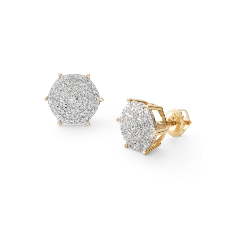 Main Image 1 of 1/6 CT. T.W. Composite Diamond Circle Stud Earrings in 10K Gold