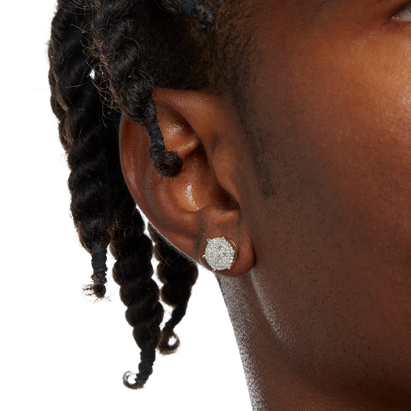 Main Image 3 of 1/6 CT. T.W. Composite Diamond Circle Stud Earrings in 10K Gold