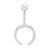 014 gauge Cubic Zirconia Trio Crescent Moon Belly Button Ring in Stainless Steel