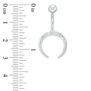014 gauge Cubic Zirconia Trio Crescent Moon Belly Button Ring in Stainless Steel