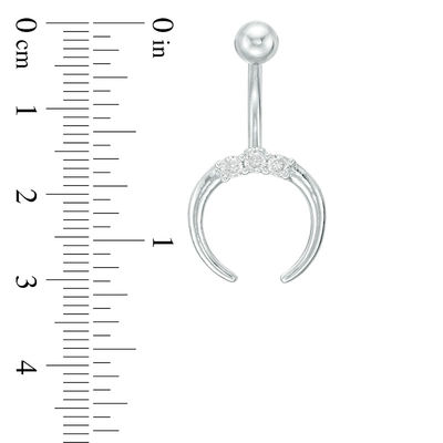 014 gauge Cubic Zirconia Trio Crescent Moon Belly Button Ring in Stainless Steel
