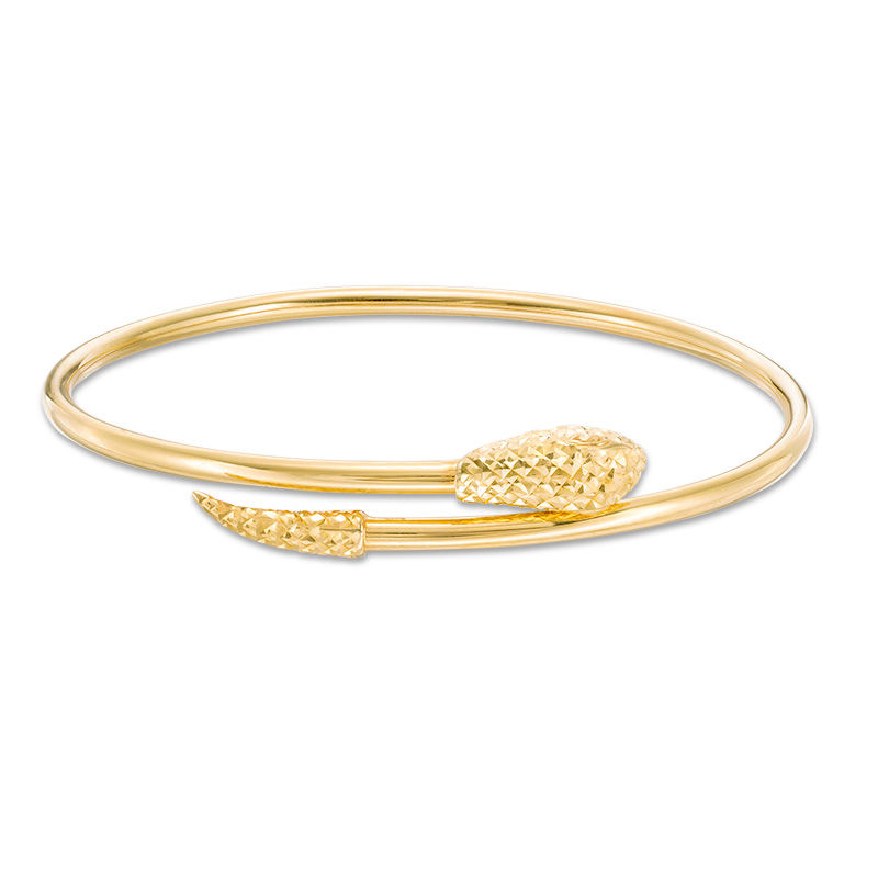 Cubic Zirconia Snake Wrap Flex Bangle in 10K Gold Bonded Sterling Silver