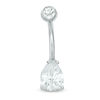 Thumbnail Image 0 of Solid Stainless Steel CZ Pear-Shaped Belly Button Ring - 14G
