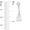Thumbnail Image 1 of Solid Stainless Steel CZ Pear-Shaped Belly Button Ring - 14G