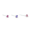 020 gauge Purple and Pink Cubic Zirconia Solitaire Nose Stud Set in Sterling Silver