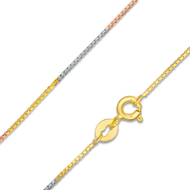 Main Image 1 of 015 Gauge Box Chain Necklace in 10K Tri-Tone Gold - 18"