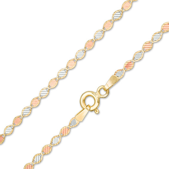 030 Gauge Textured Valentino Chain Necklace in 10K Tri-Tone Gold - 18"