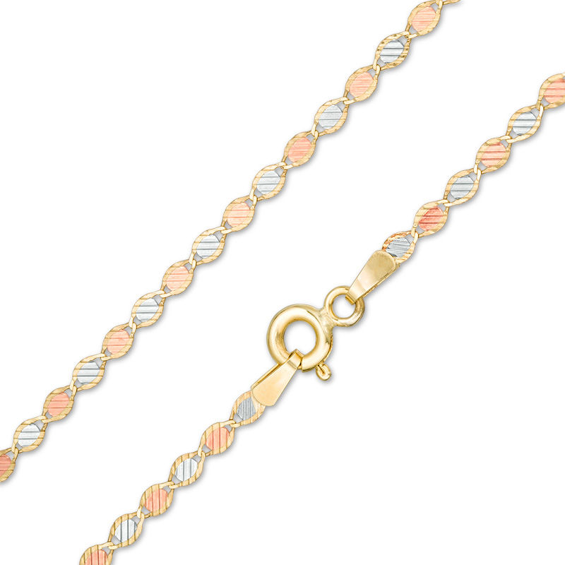 Main Image 1 of 030 Gauge Textured Valentino Chain Necklace in 10K Tri-Tone Gold - 18"
