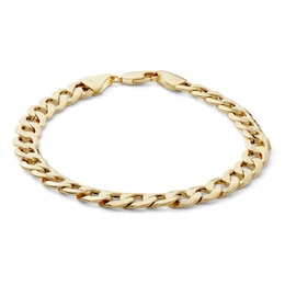 10K Hollow Gold Curb Chain Bracelet Made in Italy - 8.5&quot;