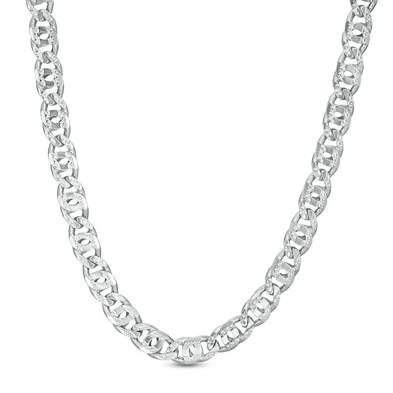 Main Image 1 of 150 Gauge Diamond-Cut Cat's Eye Curb Chain Necklace in Sterling Silver - 22"