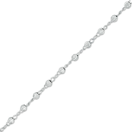 035 Gauge 3mm Diamond-Cut Bead Station Bracelet - 7.5"
