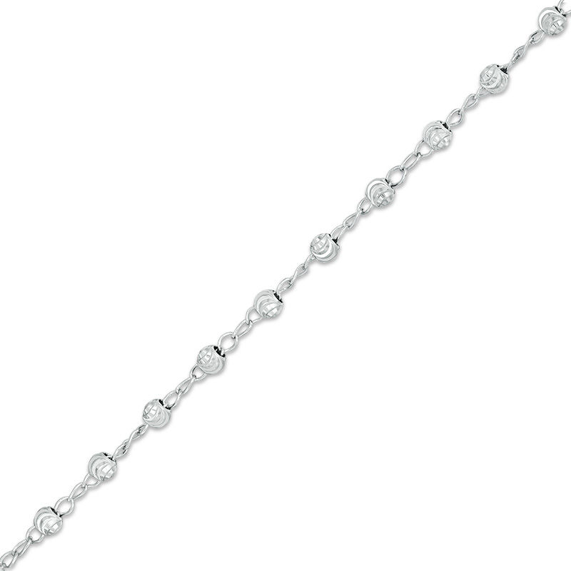 035 Gauge 3mm Diamond-Cut Bead Station Bracelet - 7.5"