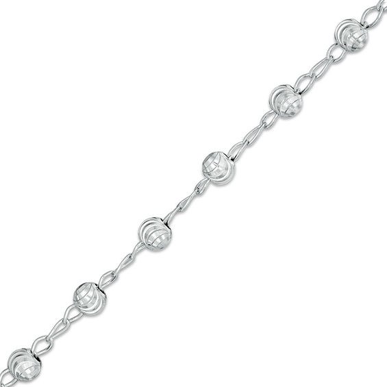 050 Gauge 5mm Diamond-Cut Bead Station Bracelet - 8.5"