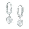 Thumbnail Image 1 of 5mm Heart-Shaped Cubic Zirconia Drop Earrings in Sterling Silver