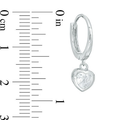 5mm Heart-Shaped Cubic Zirconia Drop Earrings in Sterling Silver