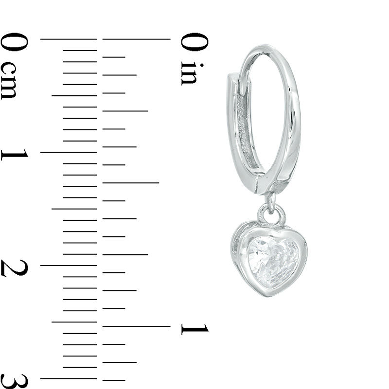 Main Image 2 of 5mm Heart-Shaped Cubic Zirconia Drop Earrings in Sterling Silver
