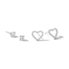 Thumbnail Image 0 of 4mm Cubic Zirconia Solitaire and Heart Outline Stud Earrings set in Sterling Silver