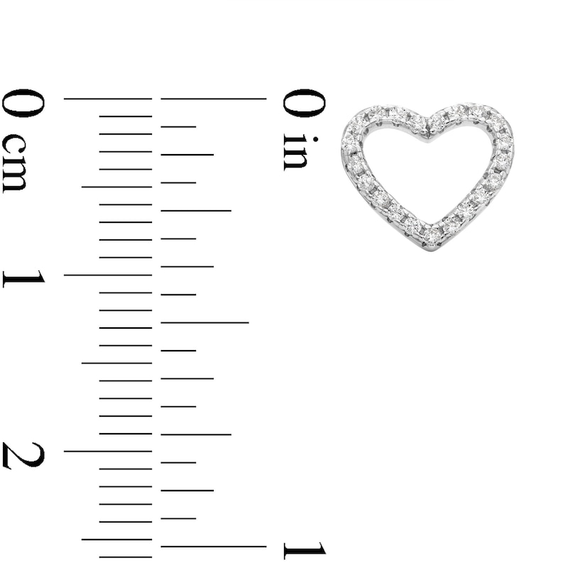 4mm Cubic Zirconia Solitaire and Heart Outline Stud Earrings set in Sterling Silver