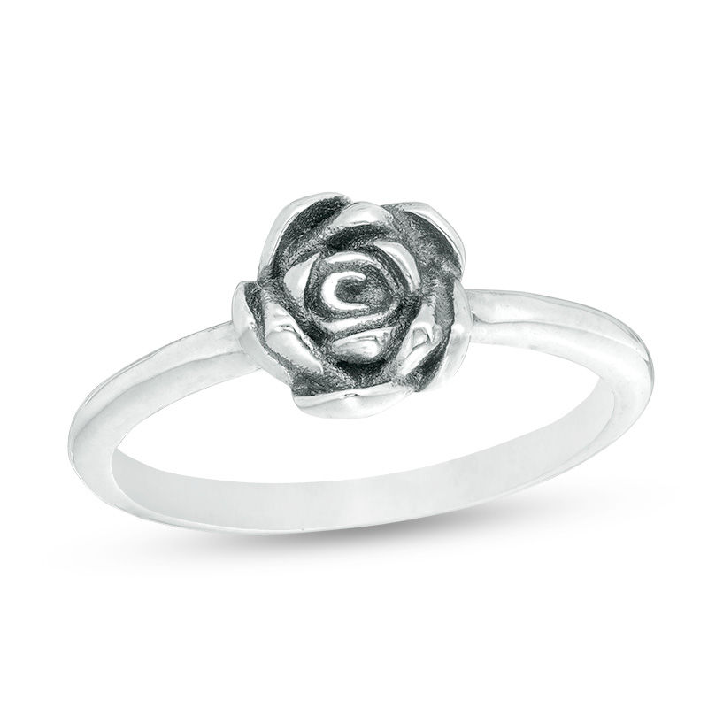 Oxidized Rose Ring in Sterling Silver - Size 7
