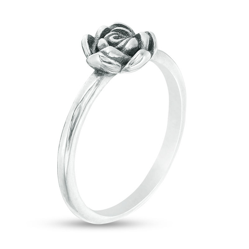 Oxidized Rose Ring in Sterling Silver - Size 7