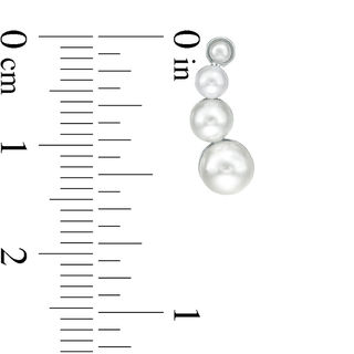 2 - 5mm Simulated Pearl Graduated Curve Crawler Earrings in Sterling Silver