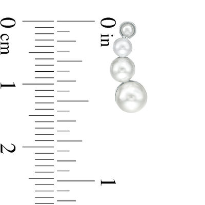 2 - 5mm Simulated Pearl Graduated Curve Crawler Earrings in Sterling Silver