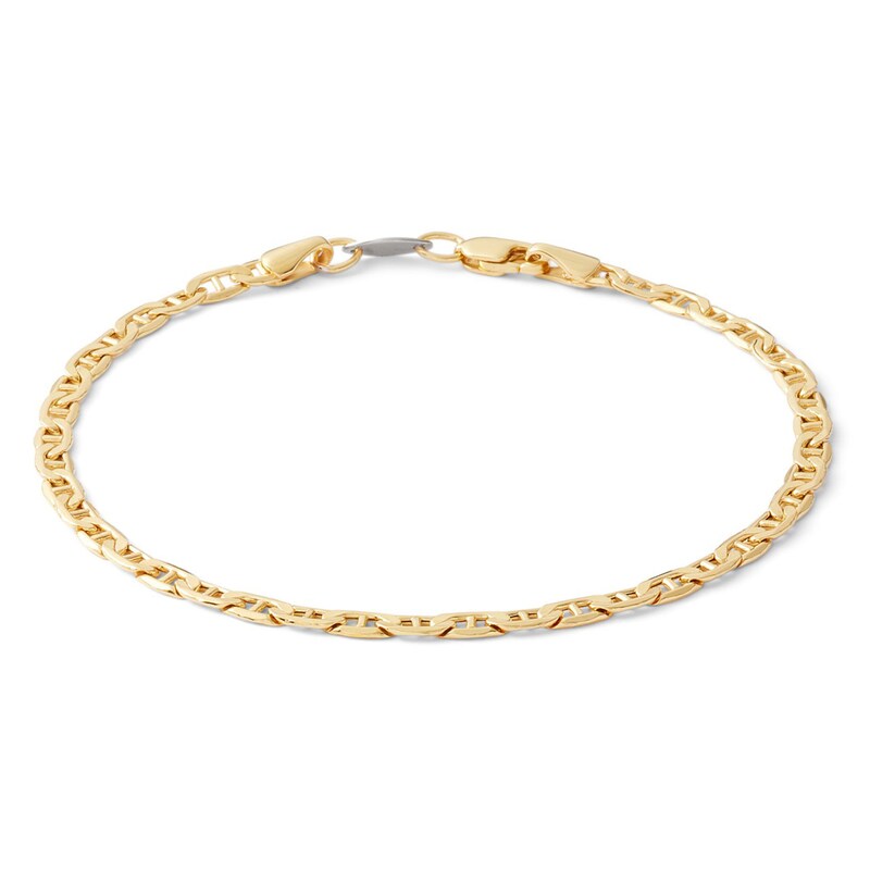 Main Image 1 of 080 Gauge Semi-Solid Mariner Chain Bracelet in 14K Gold Bonded Sterling Silver - 7.5&quot;