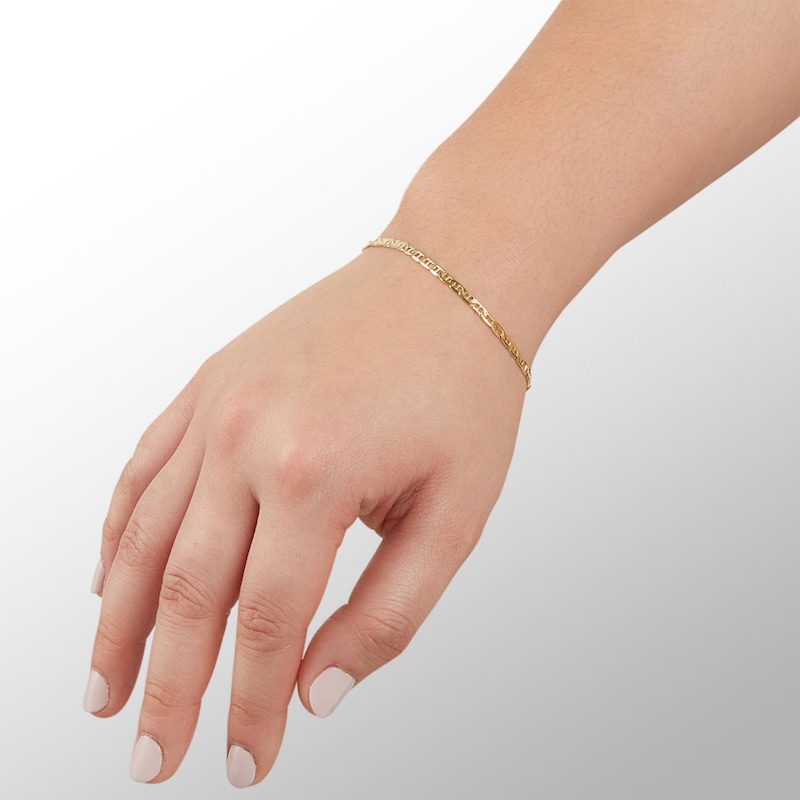Main Image 3 of 080 Gauge Semi-Solid Mariner Chain Bracelet in 14K Gold Bonded Sterling Silver - 7.5&quot;