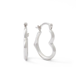 Tilted Heart Tube Hoop Earrings in Hollow Sterling Silver